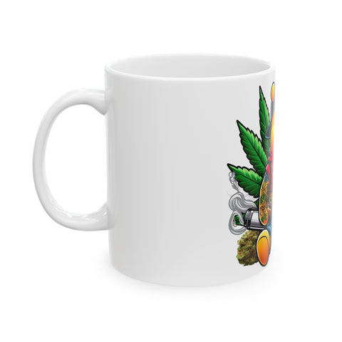 Tattooed Bear Ceramic Mug - Fun 11oz & 15oz Coffee Cup for Cannabis Lovers