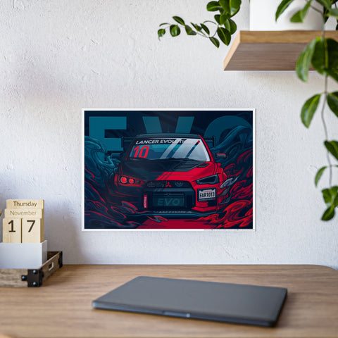 Lancer Evolution Gloss Poster - Retro Car Artwork for Auto Enthusiasts