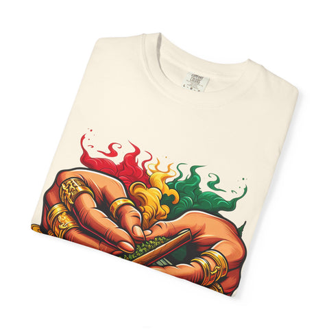 Vibrant Herbal Tees - Unisex Garment-Dyed T-shirt with Hand Rolling Design