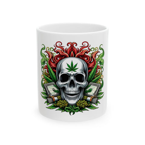 Skull & Cannabis Ceramic Mug - 11oz & 15oz