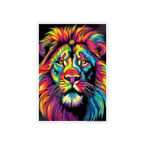 Vibrant Lion Gloss Poster - Colorful Wall Art for Animal Lovers