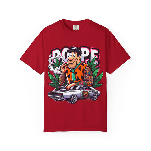 Retro Cool Unisex Garment-Dyed T-Shirt - 'Dope' Graphic with Classic Car