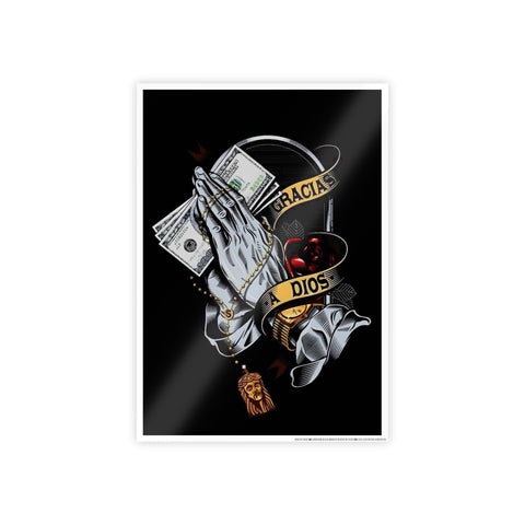 Glossy Prayer Art Poster - "Gracias Dios" Wall Decor