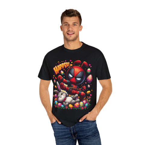 Funny Deadpool Easter T-Shirt - Unisex Garment-Dyed Tee for Comic Fans