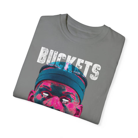 Unisex Garment-Dyed T-Shirt - Retro Sports Graphic "BUCKETS"