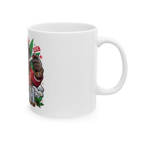 High Vibe Ceramic Mug - Funny Bear Design, Gift for Stoners, Cannabis Lover's Cup, 420 Coffee Mug, Unique Drinkware
