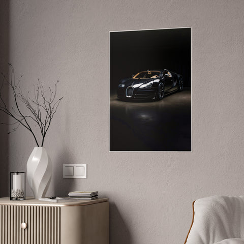 Glossy Car Wall Art Poster - Elegant Black Sports Car Decor