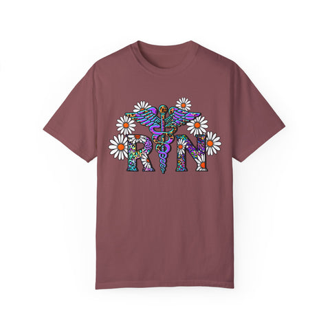 Boho Floral Graphic T-Shirt for Hippie Vibes – Rainbow RN Design