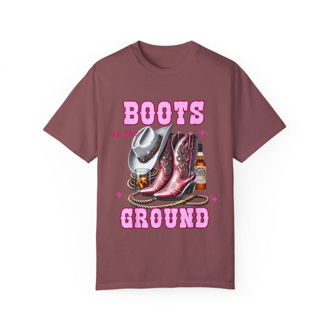 Unisex Garment-Dyed T-shirt - "Boots on the Ground" Country Vibe Tee
