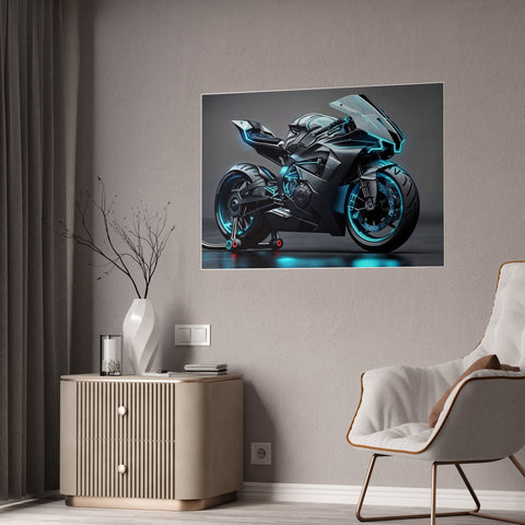 High-Gloss Motorcycle Art Print - Futuristic Wall Decor for Auto Enthusiasts