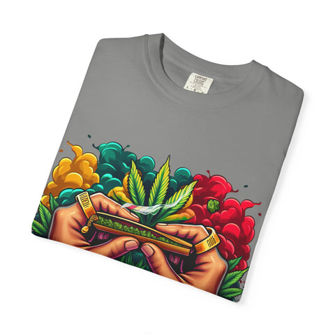 Vibrant Cannabis Lover's T-Shirt - Unisex, Garment-Dyed with Artistic Design
