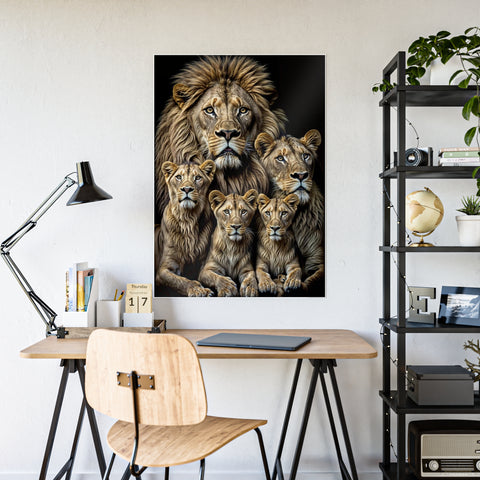 Majestic Lion Family Gloss Poster - Wildlife Wall Art for Home Decor