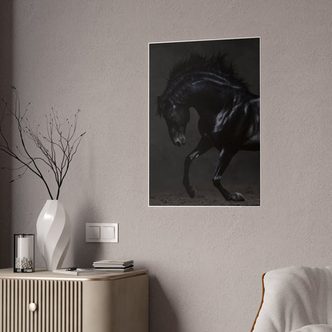 Elegant Horse Gloss Poster - Dramatic Equine Art for Home Decor