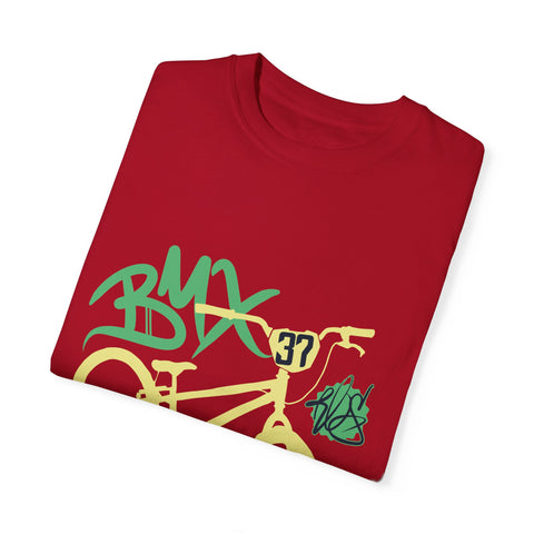 Urban BMX Rider Garment-Dyed T-Shirt | Casual Streetwear for Cycling Enthusiasts
