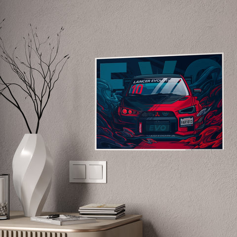 Lancer Evolution Gloss Poster - Retro Car Artwork for Auto Enthusiasts