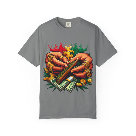 Vibrant Herbal Tees - Unisex Garment-Dyed T-shirt with Hand Rolling Design