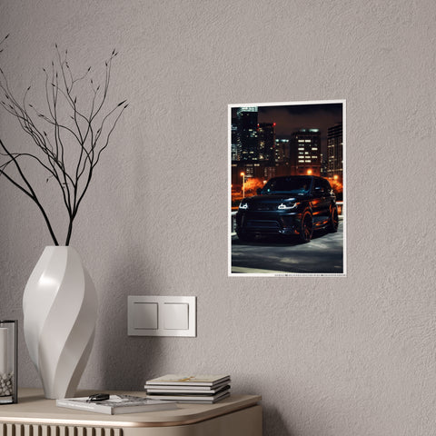 Glossy Automotive Art Poster - Nighttime Urban Scene