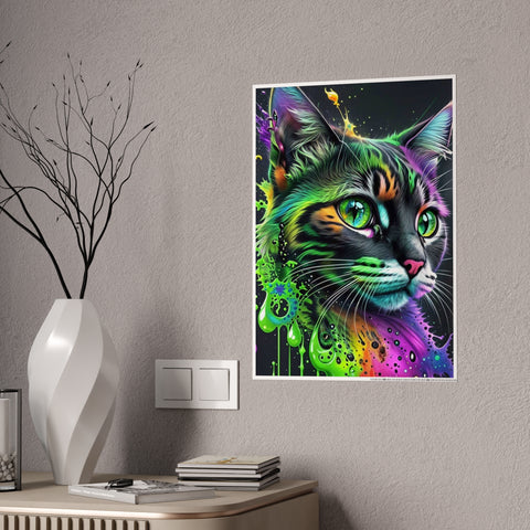 Vibrant Cat Gloss Poster - Colorful Art Print for Cat Lovers