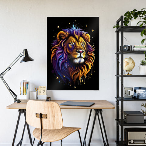 Vibrant Lion Gloss Poster - Colorful Wall Art for Animal Lovers