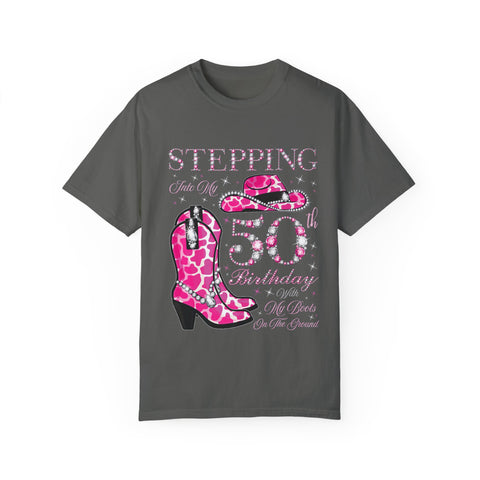 50th Birthday Cowgirl T-Shirt | Unisex Garment-Dyed Tee