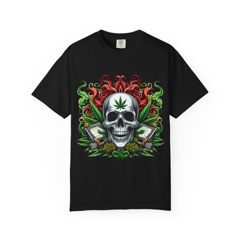 Unisex Skull & Cannabis Graphic T-Shirt - Edgy Streetwear Style
