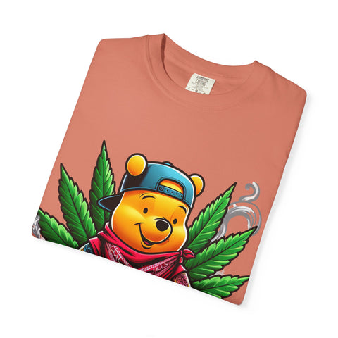 Hipster Bear T-Shirt - Unisex Garment-Dyed Tee with Cannabis Design