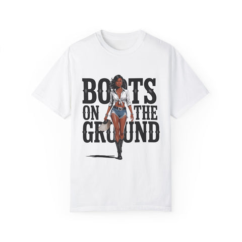 Unisex Garment-Dyed T-shirt - 'Boots on the Ground' Graphic Tee