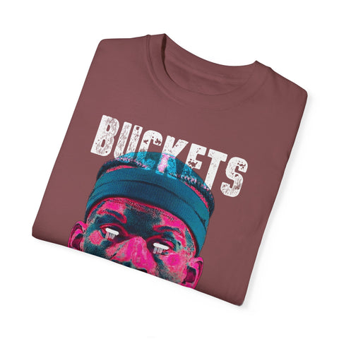 Unisex Garment-Dyed T-Shirt - Retro Sports Graphic "BUCKETS"