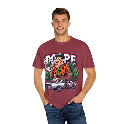 Retro Cool Unisex Garment-Dyed T-Shirt - 'Dope' Graphic with Classic Car