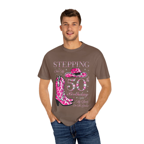 50th Birthday Cowgirl T-Shirt | Unisex Garment-Dyed Tee