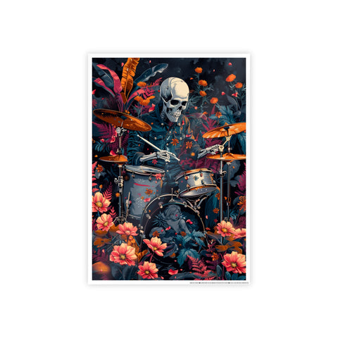 Vibrant Skeleton Drummer Gloss Poster – Perfect for Music Lovers and Home Decor