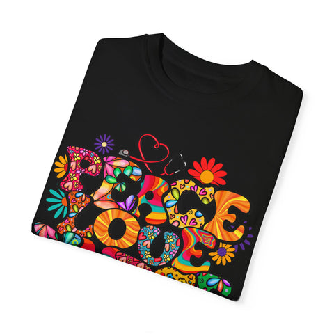 Peace Love Music Unisex Garment-Dyed T-shirt