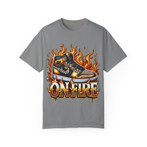 Unisex Garment-Dyed T-Shirt - 'On Fire' Graphic Tee for Sneaker Enthusiasts