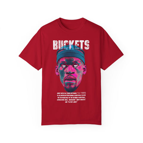 Unisex Garment-Dyed T-Shirt - Retro Sports Graphic "BUCKETS"