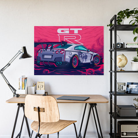 Glossy Car Art Poster - GT-R Racing Graphic for Auto Enthusiasts