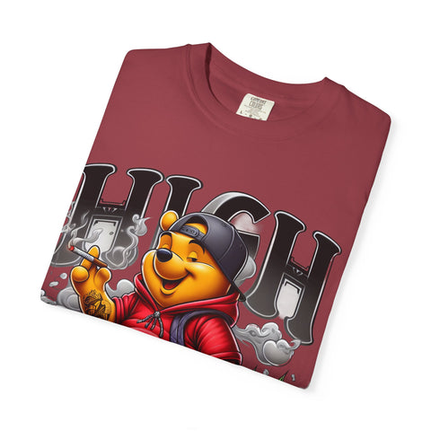High Vibes Unisex Garment-Dyed T-shirt with Cartoon Bear Design