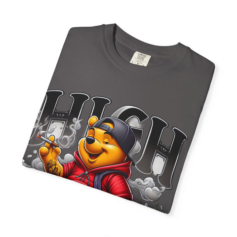 High Vibes Unisex Garment-Dyed T-shirt with Cartoon Bear Design