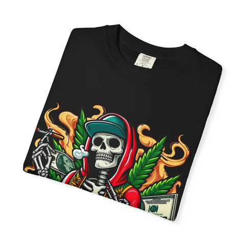High AF Unisex Garment-Dyed T-Shirt – Bold Skeleton Design for Chill Vibes
