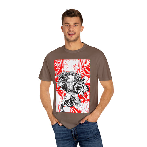 Anime-Inspired Unisex Garment-Dyed T-Shirt - Bold Character Design