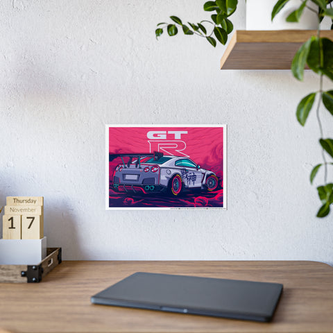 Glossy Car Art Poster - GT-R Racing Graphic for Auto Enthusiasts