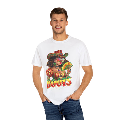 Colorful Boots Themed Unisex T-Shirt - Fun & Festive Design for Celebrations