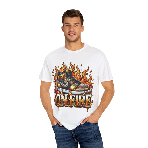 Unisex Garment-Dyed T-Shirt - 'On Fire' Graphic Tee for Sneaker Enthusiasts