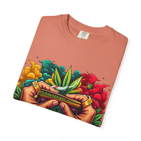 Vibrant Cannabis Lover's T-Shirt - Unisex, Garment-Dyed with Artistic Design