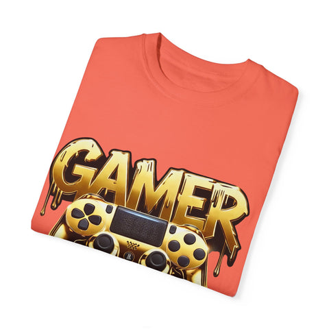 Gamer Gold Drip T-Shirt – Unisex Garment-Dyed Tee for Gaming Enthusiasts
