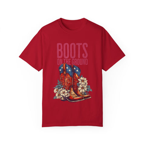 Vintage Western Boots Graphic T-Shirt - "Boots on the Ground"