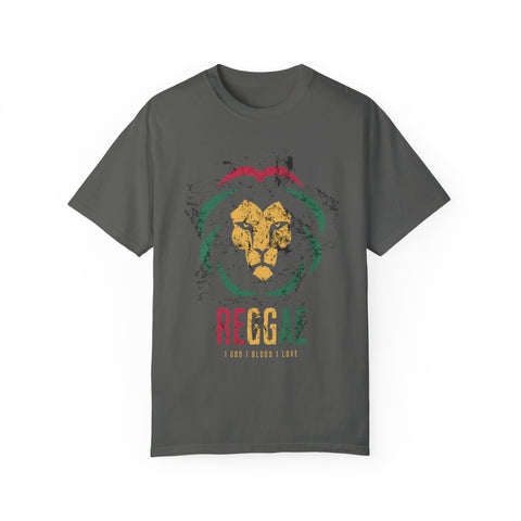 Reggae Lion Unisex Garment-Dyed T-Shirt - I Red I Blood I Love