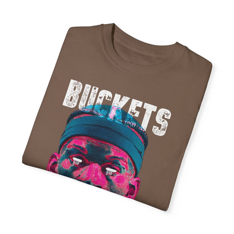 Unisex Garment-Dyed T-Shirt - Retro Sports Graphic "BUCKETS"