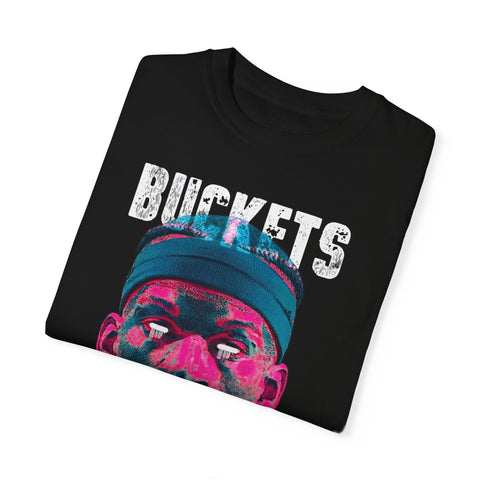 Unisex Garment-Dyed T-Shirt - Retro Sports Graphic "BUCKETS"