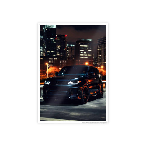 Glossy Automotive Art Poster - Nighttime Urban Scene