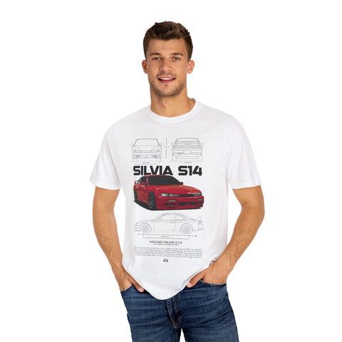 Retro Car Art Unisex Garment-Dyed T-shirt - SILVIA 514 Graphic Tee